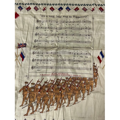 93 - Pair of WW1 Irish 'It's a long way to Tipperary' patriotic handkerchief's, colourful & scarce large ... 