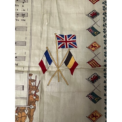 93 - Pair of WW1 Irish 'It's a long way to Tipperary' patriotic handkerchief's, colourful & scarce large ... 