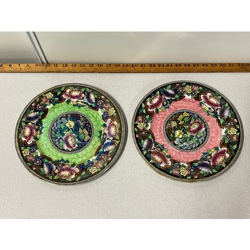 15 - two large maling lustre plates