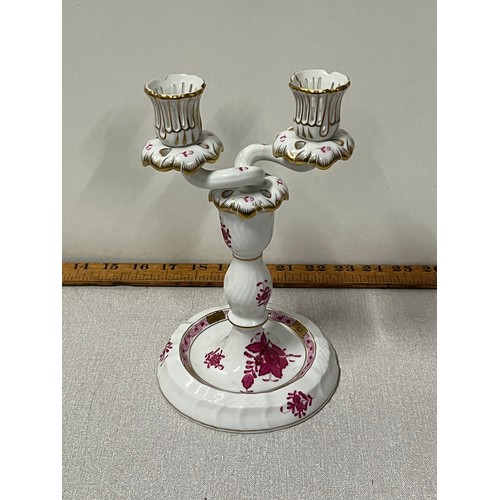 268 - Vintage Chinese bouquet raspberry porcelain candle holder from Herend Hungry