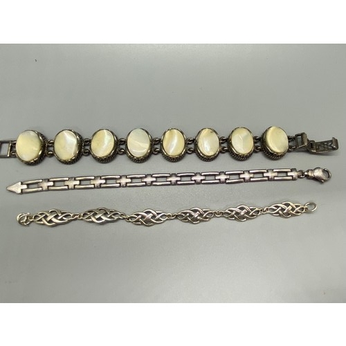 163 - 3 silver bracelets to include moonstone & Rennie Macintosh etc.