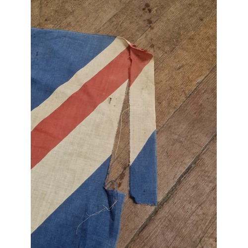 118 - Large vintage Union Jack flag with British made mark & flag pole.