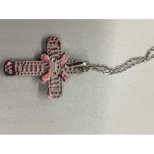 164 - silver chain with Egyptian pendent along with silver cross and chain