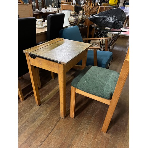 498 - Vintage school desk & chair.