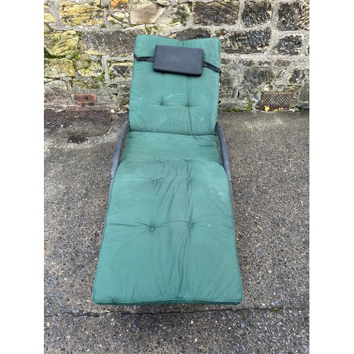 504 - Adjustable aluminium frame sun lounger with cover plus new cover.