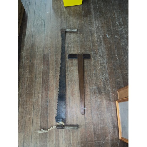 540 - vintage 2 man saw & t square