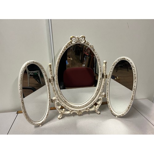 16 - Vintage French Louis style triple dressing table mirror.