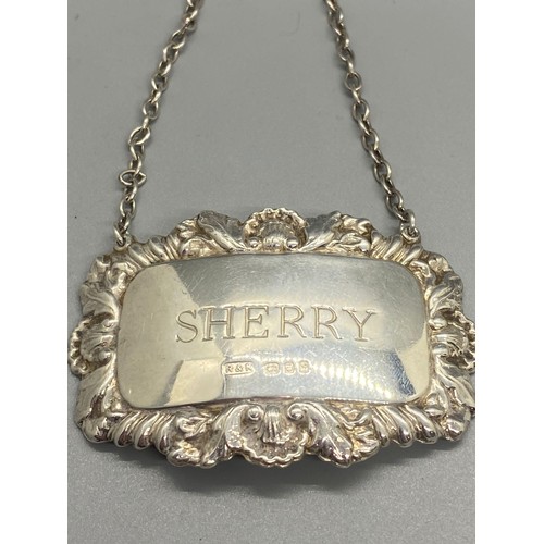 5 - 3 silver hallmarked sherry labels