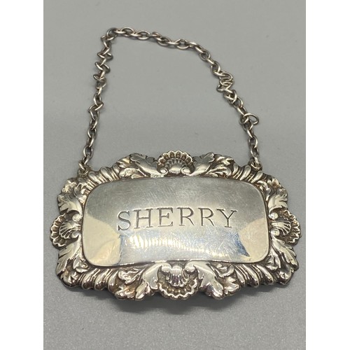 5 - 3 silver hallmarked sherry labels