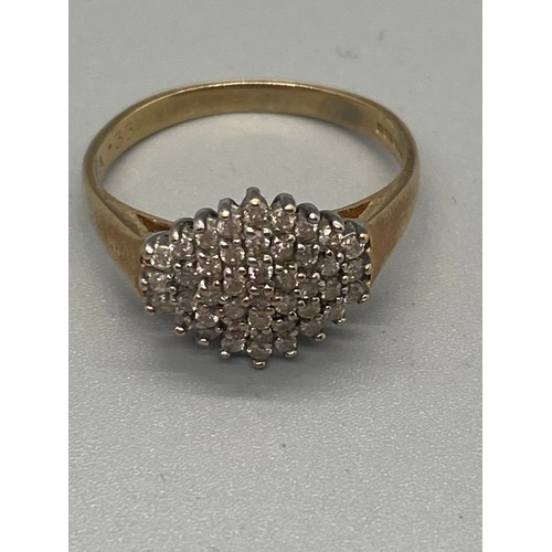 159 - 9ct gold & diamond cluster ring