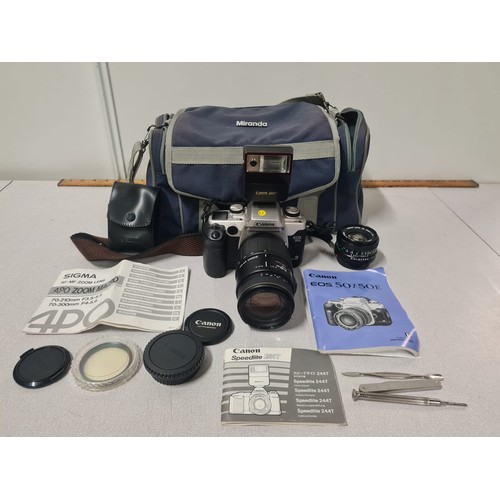 19 - canon camera eos50e with sigma & canon lens & accessories