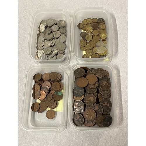 23 - 4 tubs of mixed coins to include pennies etc