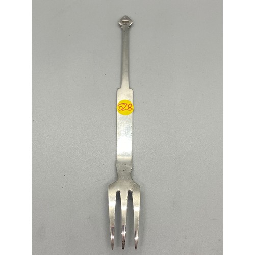 224 - Iona Alexander Ritchie Sterling silver Celtic Nunnery pickle fork. 19.2g