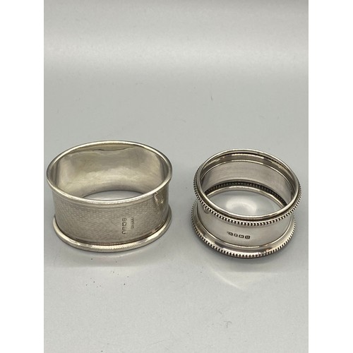 29 - 2 x hallmarked silver napkin rings. 14g