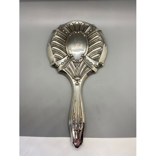 31 - Antique hallmarked silver Art Nouveau hand mirror.