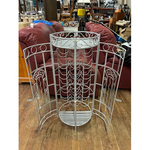 54 - Large Arts and crafts round metal wine rack/bar 100cm x 44xm