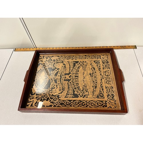 256 - Intricately carved Lords Prayer serving tray.
54cm x 43cm