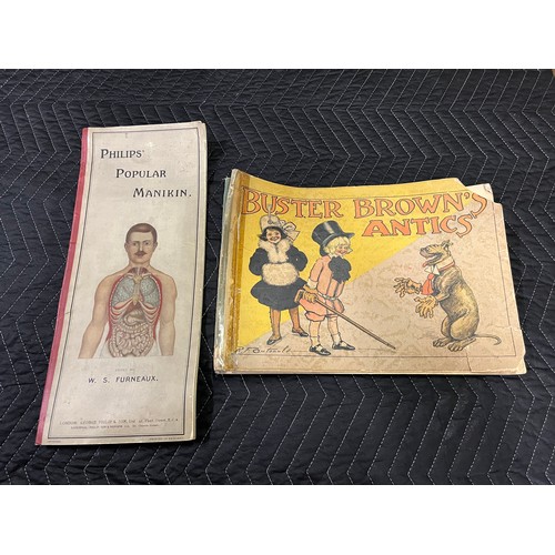 235 - Vintage Philips Popular Manikin fold out booklet along with early 20th century Buster Browns antics ... 