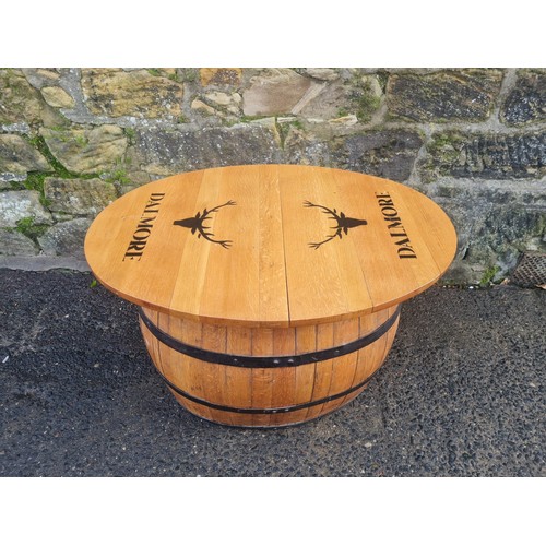 59 - Bespoke table made from whisky barrels by Cooper for Dalmore exhibition.
110cm l x 81cm w x 67cm h