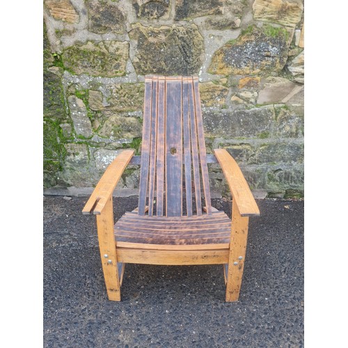 62 - Handmade Whisky barrel adirondack style chair.