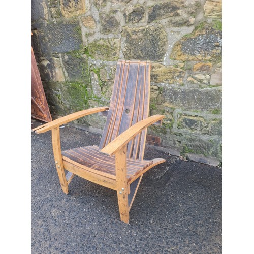 62 - Handmade Whisky barrel adirondack style chair.