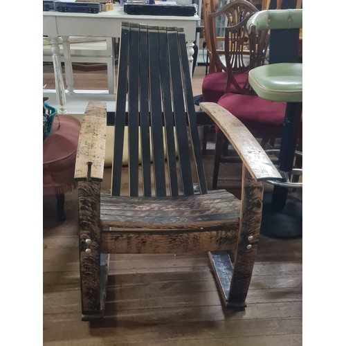 99 - Handmade Whisky barrel adirondack style rocking chair.