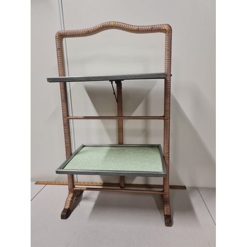 93 - Vintage 2 tier folding serving table/fire screen.