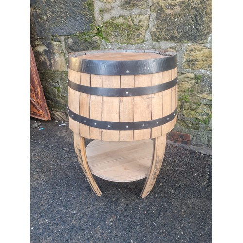 104 - Repurposed oak whisky barrel table.
100cm h