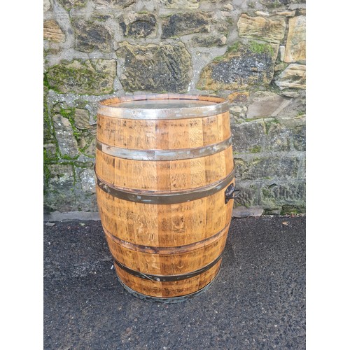 107 - Large upcycled oak whisky barrel with removable glass top.
100cm h