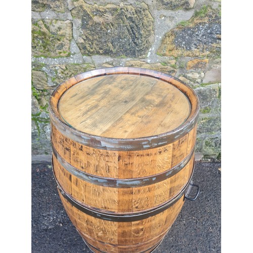 107 - Large upcycled oak whisky barrel with removable glass top.
100cm h