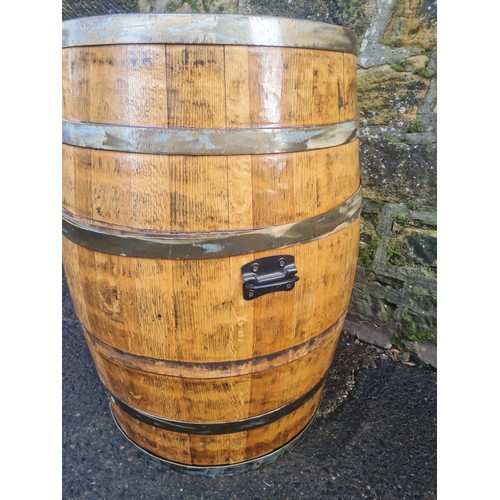 107 - Large upcycled oak whisky barrel with removable glass top.
100cm h