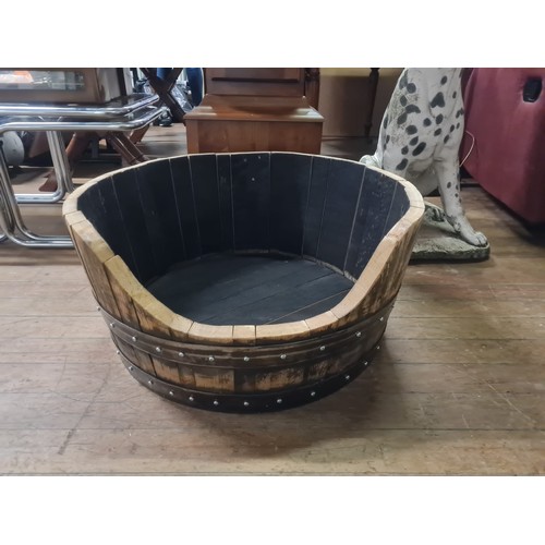 165 - Handmade Whisky barrel dog bed. 
61cm w