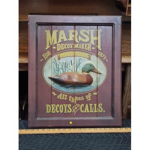 115 - Vintage wooden Marsh decoy maker sign.
46cm x 56cm