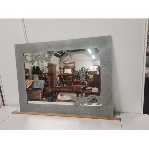 416 - Silver glitter framed wall mirror.