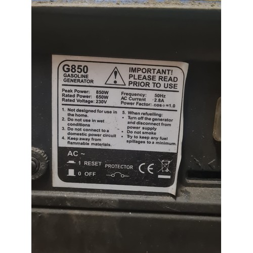 226 - Pro user maximum 850w petrol generator model G850 (untested)