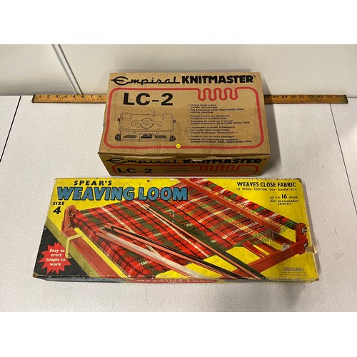 245 - Vintage Empiral Knitmaster LC-2 along with boxed Spear's weaving loom.