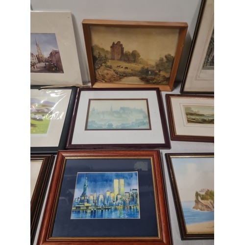 270 - Selection of framed prints to include Stirling castle and Falkirk etc.