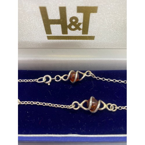 45 - silver & amber necklace