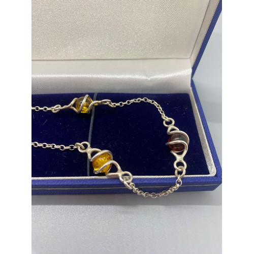 45 - silver & amber necklace