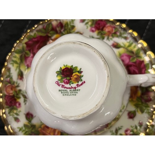 75 - 23 piece Royal Albert Old Country Rose tea set to include teapot sugar & cream