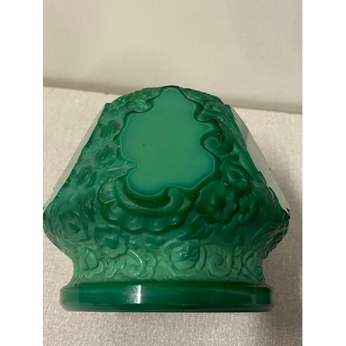 76 - Large Bohemian carved malachite perfume bottle.
13cm h