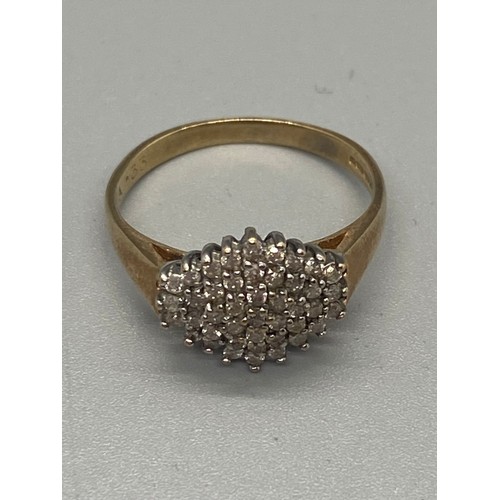 159 - 9ct gold & diamond cluster ring