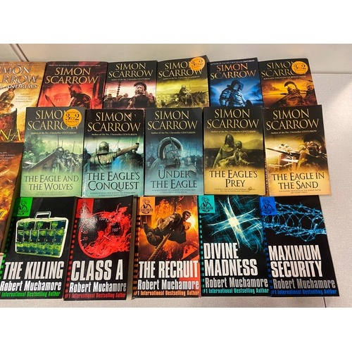 348 - 14 Simon Scarrow novels along with 5 Robert Muchamore books.