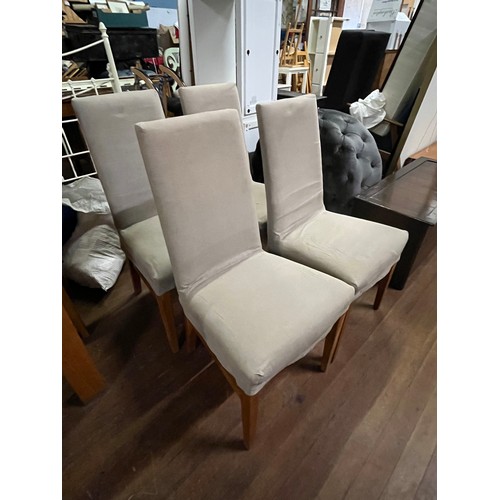 403 - Set of 4 wooden & upholstered dining chairs.