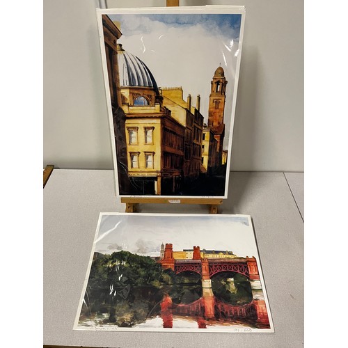 128 - 2 x Signed Limited edition prints 'the railway bridge' & 'Glasgow Street' by Gerard Burns 
171/850
3... 