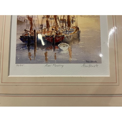 325 - 2 x signed prints 'Setting sail' 260/350 & 'River mooring' 30/95 by Alan Stark