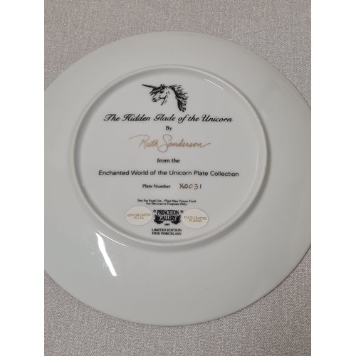 233 - Collection of 8 Princeton Gallery World Of The Unicorn display plates with 7 certificates.