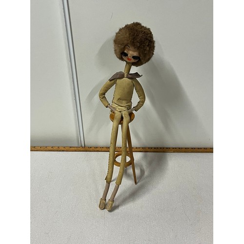 110 - 1970's Retro doll on stool.