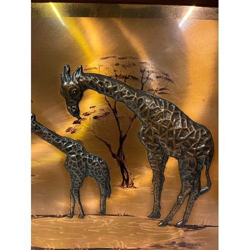 115 - Large African copper picture depicting wildlife scene.
93cm x 50cm