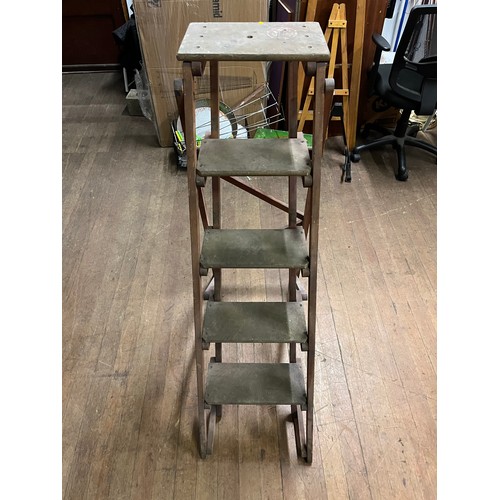 254 - Vintage set rustic wooden ladder.